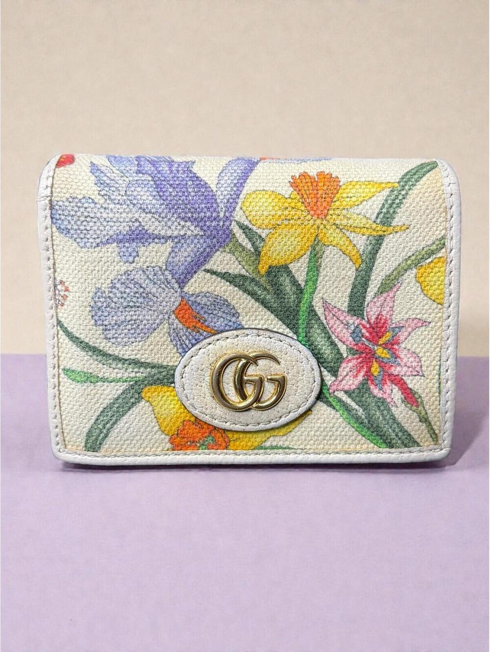 Gucci Limited Edition GG Marmont Flora Canvas Bi-Fold Wallet
